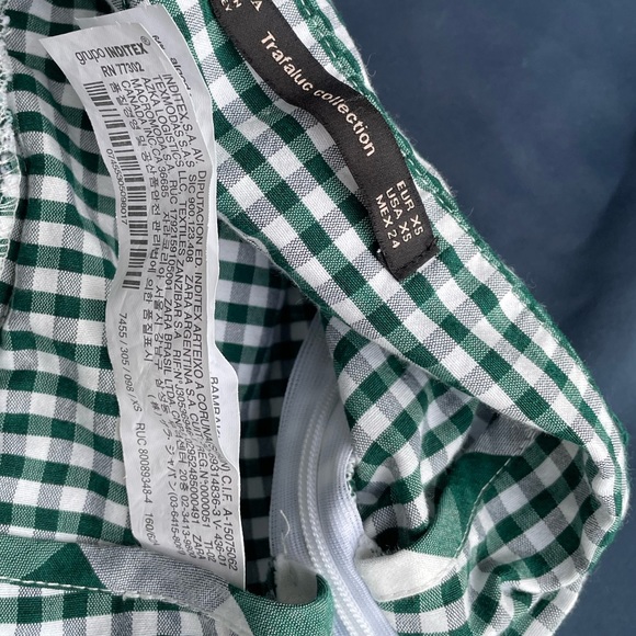 ZARA Trafaluc Green Plaid Ruffled Checkered Midi Skirt SizeXS - Picture 8 of 9